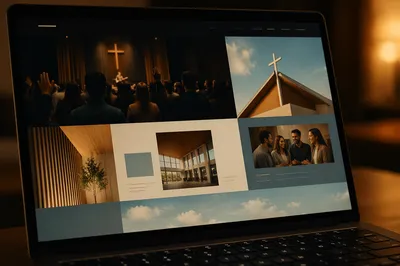Modern Church Website on Laptop Screen