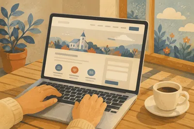 Modern Church Website on Laptop Screen