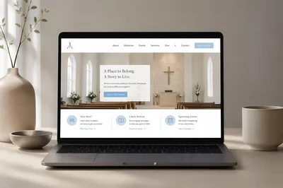 Modern Church Website Displayed on Laptop