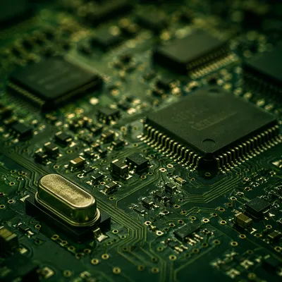 Moody Green Circuit Board Macro Detail