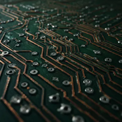 Macro Circuit Board With Copper Traces