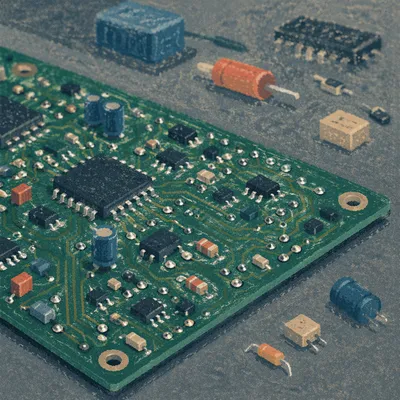 Macro Circuit Board on Graphite Workbench