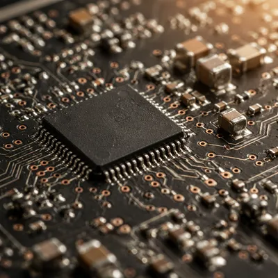 Macro Close-Up of Precision Circuit Board