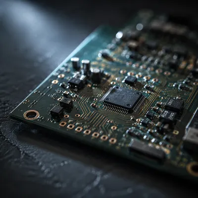 Macro Circuit Board in Morning Light