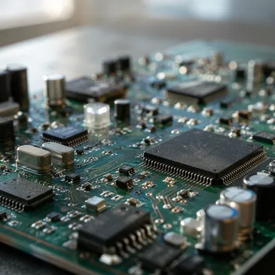 Macro Circuit Board with Copper Traces