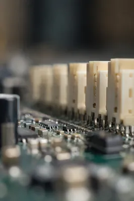 Macro Circuit Board Connectors in Soft Focus