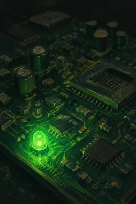 Green LED Circuit Board Macro Close Up