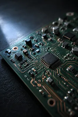 Macro Circuit Board in Morning Light