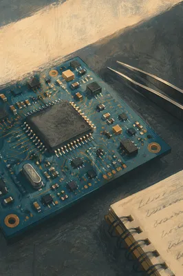 Macro Circuit Board in Morning Light