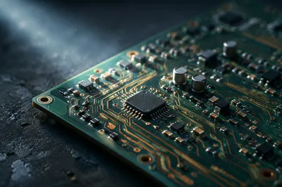 Macro Circuit Board in Morning Light