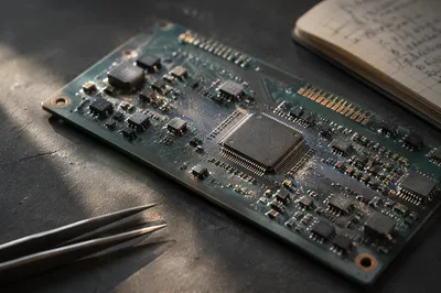 Macro Circuit Board in Morning Light