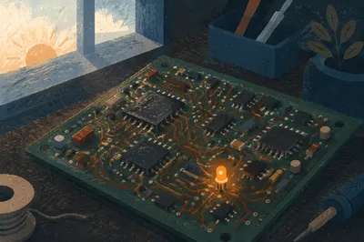 Macro Circuit Board with Amber LED