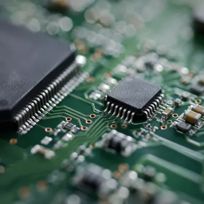 Macro Green Circuit Board Electronics Close-Up
