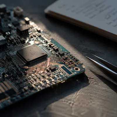 Macro Circuit Board in Morning Light