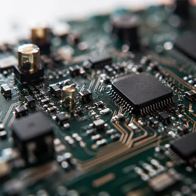 Macro Circuit Board with Copper Traces