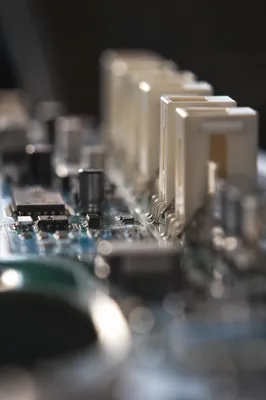Macro Circuit Board Connectors in Soft Focus