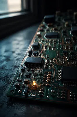 Macro Circuit Board With Amber LED