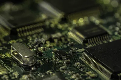 Moody Green Circuit Board Macro Detail