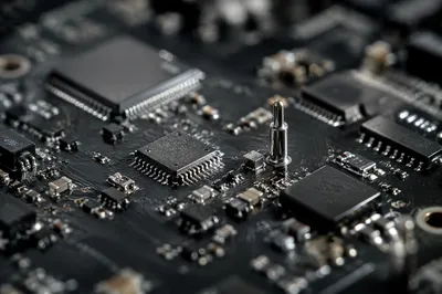 Dark Circuit Board Macro Detail