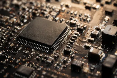 Macro Close-Up of Precision Circuit Board
