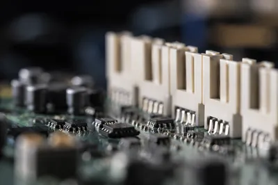 Macro Circuit Board Connectors Close Up