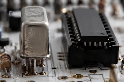 Macro Electronics on White Circuit Board