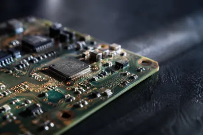 Macro Circuit Board in Cool Morning Light