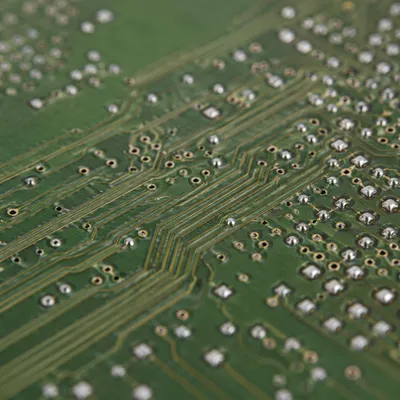 Green Circuit Board Macro Solder Detail