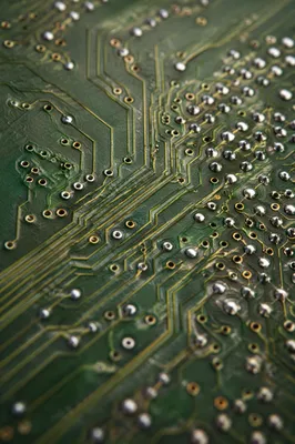 Green Circuit Board Macro with Solder Traces