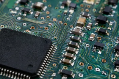 Green Circuit Board Macro with Solder Details