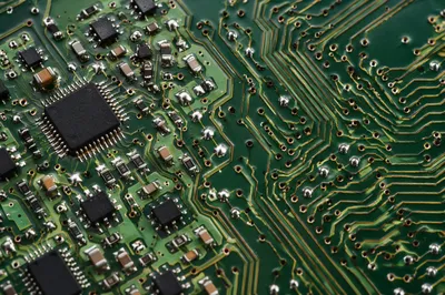 Green Circuit Board Macro Solder Detail