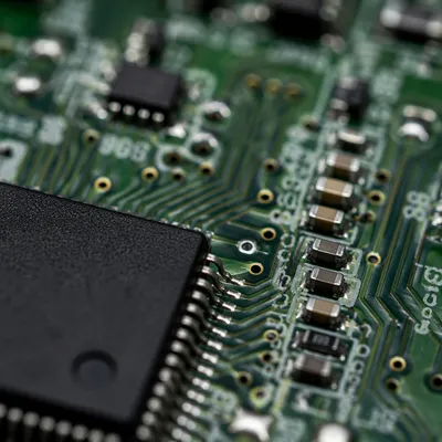 Green Circuit Board Macro Detail
