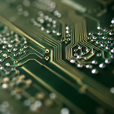Green Circuit Board Macro with Solder Detail