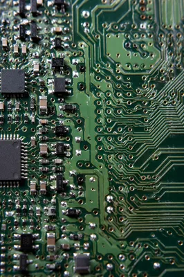 Green Circuit Board Macro Solder Detail