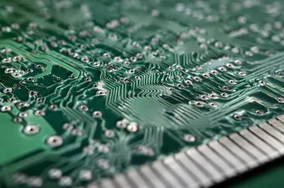 Green Circuit Board Macro Detail