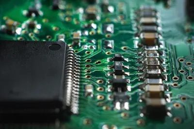 Green Circuit Board Macro Detail