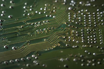 Green Circuit Board Macro with Solder Pads