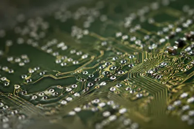 Green Circuit Board Macro Solder Detail