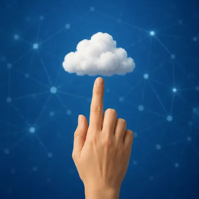 Hand Touching Cloud Computing Network