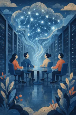 Glowing Cloud Network in Server Room