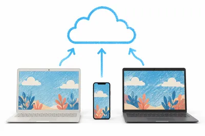 Cloud Upload Network With Laptops