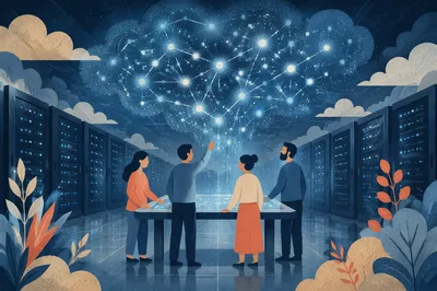 Glowing Cloud Network in Server Room