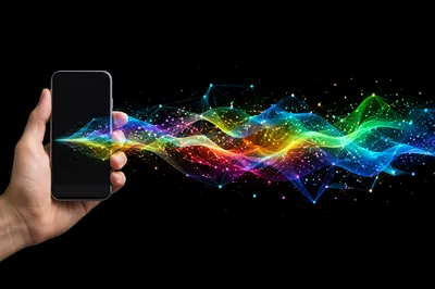 Smartphone Cloud Network With Neon Data Streams