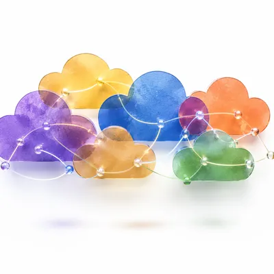 Colorful Cloud Network Connections on White