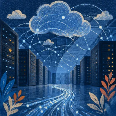 Abstract Cloud Network in Server Room
