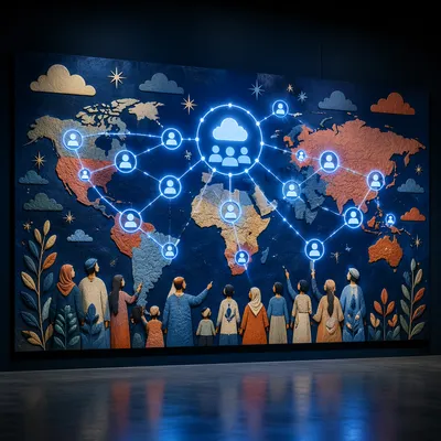 Holographic Cloud Network Control Room Map