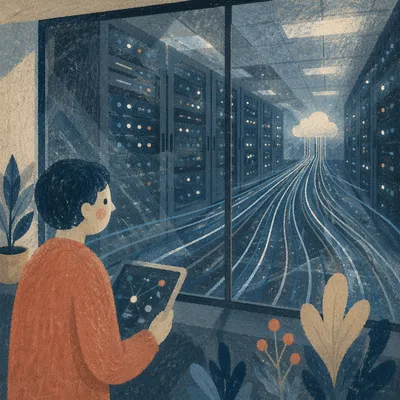 Cloud Network Server Corridor Reflection