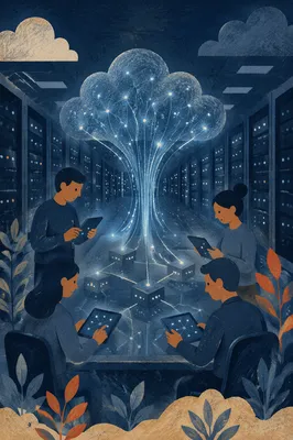 Glowing Cloud Network in Data Room