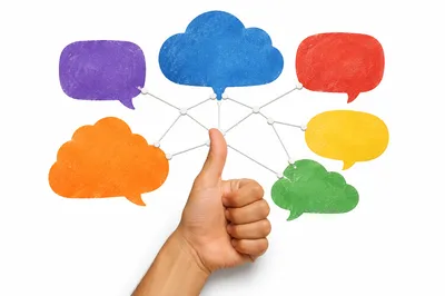 Colorful Cloud Network Thumbs Up Concept