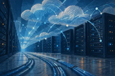 Abstract Cloud Network in Server Room